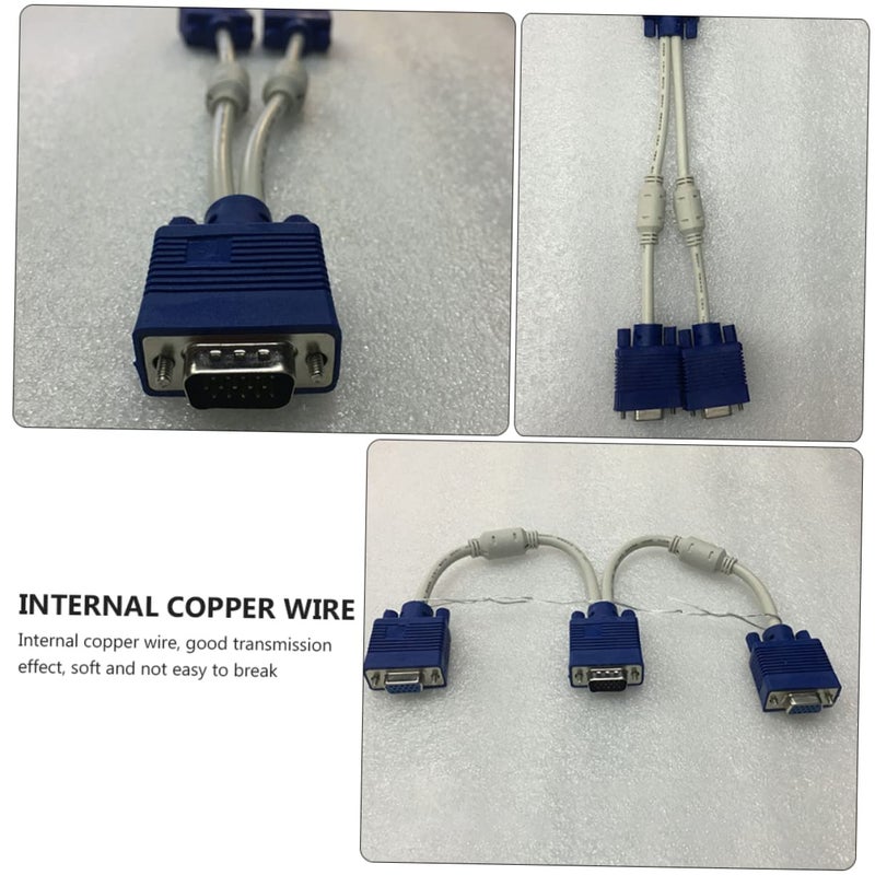 2 Pack VGA Splitter Cable Male to Female Monitor Adapter with ABS Wire for Stable Data Transmission - Image 4