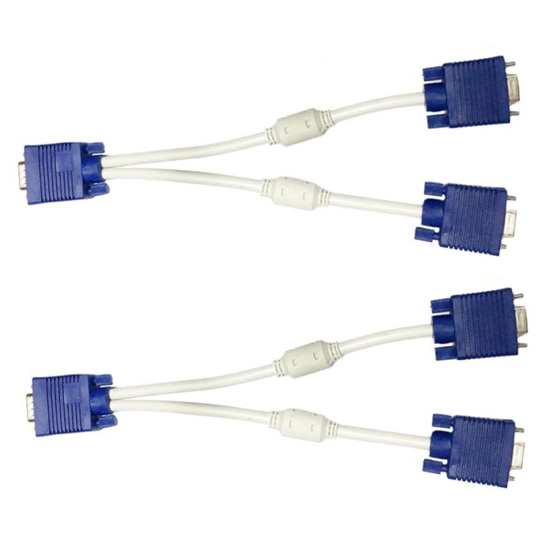 2 Pack VGA Splitter Cable Male to Female Monitor Adapter with ABS Wire for Stable Data Transmission - Image 2