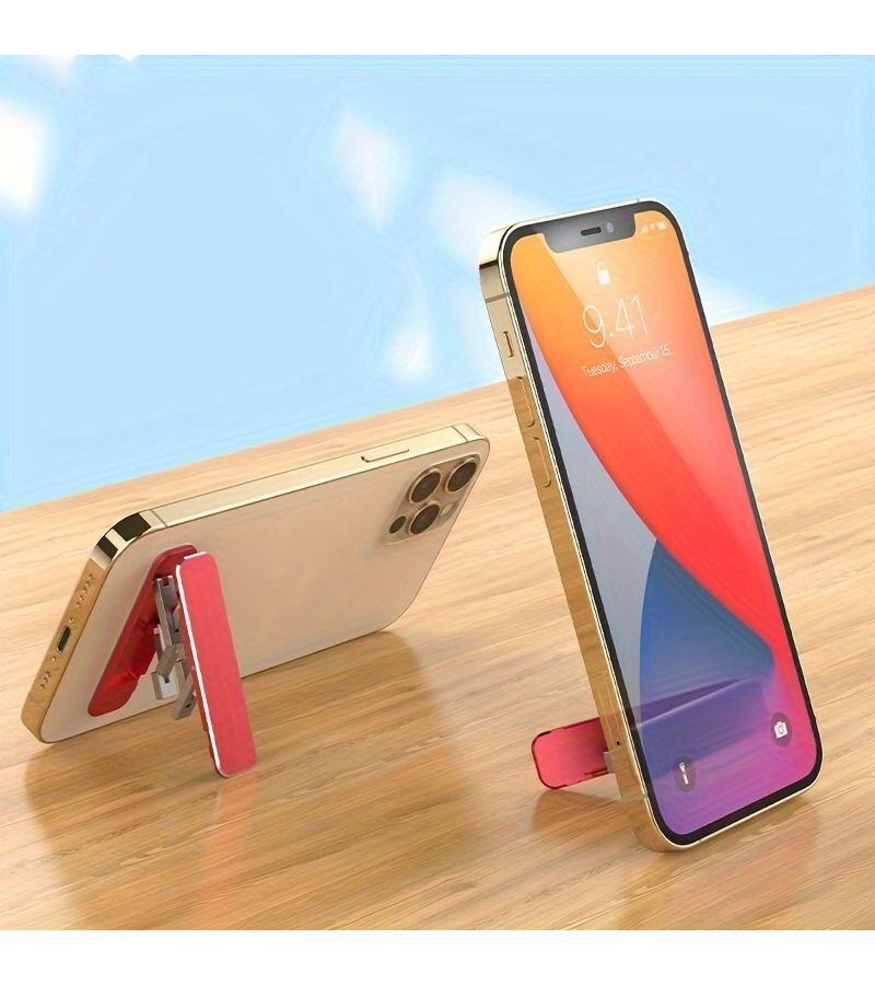 Mini Portable Folding Desktop Phone Holder Ultra Thin Paste Integrated Mobile Phone Holder Decoration Black 1pc - Image 3