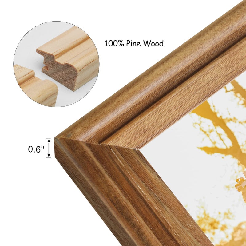 Tamolus 4x6 Double Hinged Picture Frame Folding Photo Frame Vertical and Horizontal in Distressed Farmhouse Wood Grain Pine Wood with Real Glass for Tabletop X2-MU-SH46 - Image 3