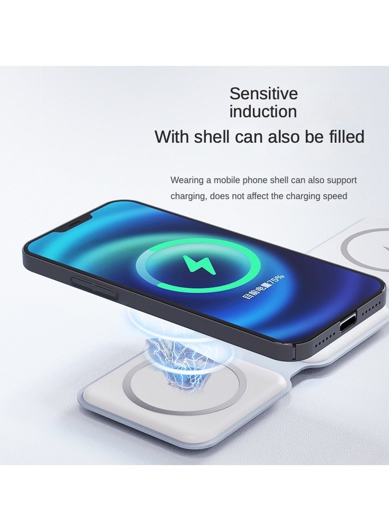 3-in-1 Magnetic Folding Mobile Wireless Charger - Suitable for Apple Phone, Watch, and Earphones  - Image 3