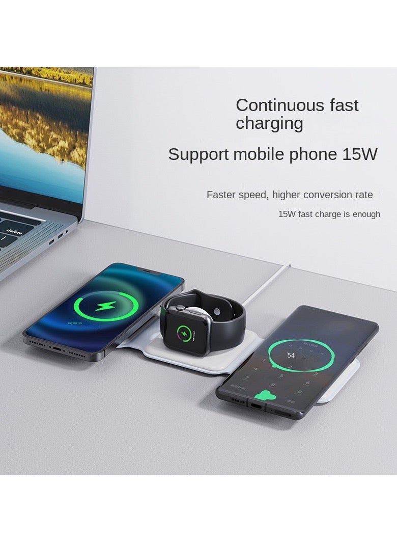 3-in-1 Magnetic Folding Mobile Wireless Charger - Suitable for Apple Phone, Watch, and Earphones  - Image 4