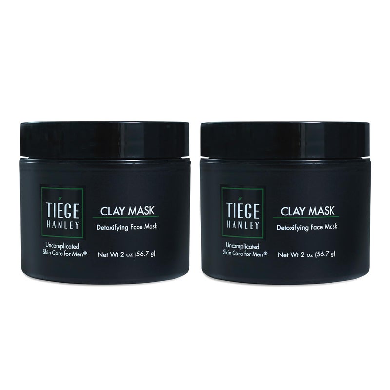 Tiege Hanley Mens Detoxifying Facial Clay Mask 2 Oz 2Pack Deep Pore Cleansing Charcoal Face Mask with Natural Kaolin Clay Absorbs Excess Oil Reduces Appearance Pores Skin Care for Men