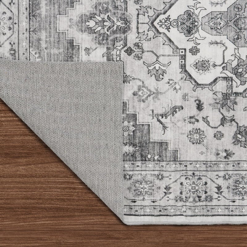 RUUGME Living Room 9x12 Area Rugs - Large Boho Rugs for Bedroom Stain Resistant Carpet Vintage Tribal Rugs for Kitchen Bathroom with Non Slip Backing Home Decor Floor Decoration Mat 9x12 Grey/White - Image 5