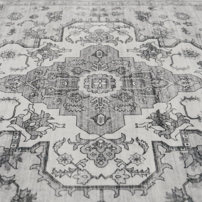 RUUGME Living Room 9x12 Area Rugs - Large Boho Rugs for Bedroom Stain Resistant Carpet Vintage Tribal Rugs for Kitchen Bathroom with Non Slip Backing Home Decor Floor Decoration Mat 9x12 Grey/White - Image 4