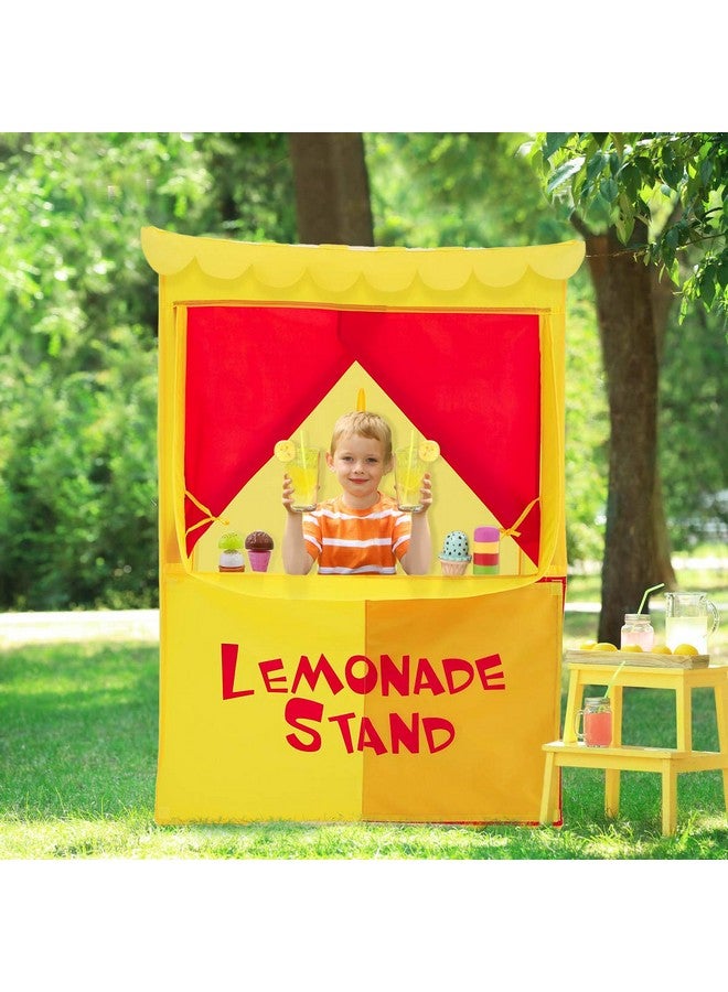 Alvantor Alvantor Lemonade Stand Puppet Show Theater Pretend Playhouse Play Tent Kids on Stage Doorway Table Top Sets for Toddlers Curtain Fordable Rods Children Dramatic Furniture, 28"X20"X41"H, Yellow,8032  - Image 4