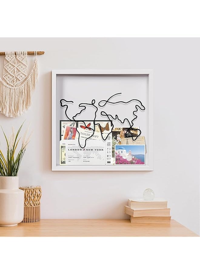 erorex - Adventure Archive Box For Memories 12X12 Travel Shadow Box With Slot Life In A Box Travel Frame Top Loading Shadow Box For Souvenir Keepsakes Travel Fund Money Box White - Image 1