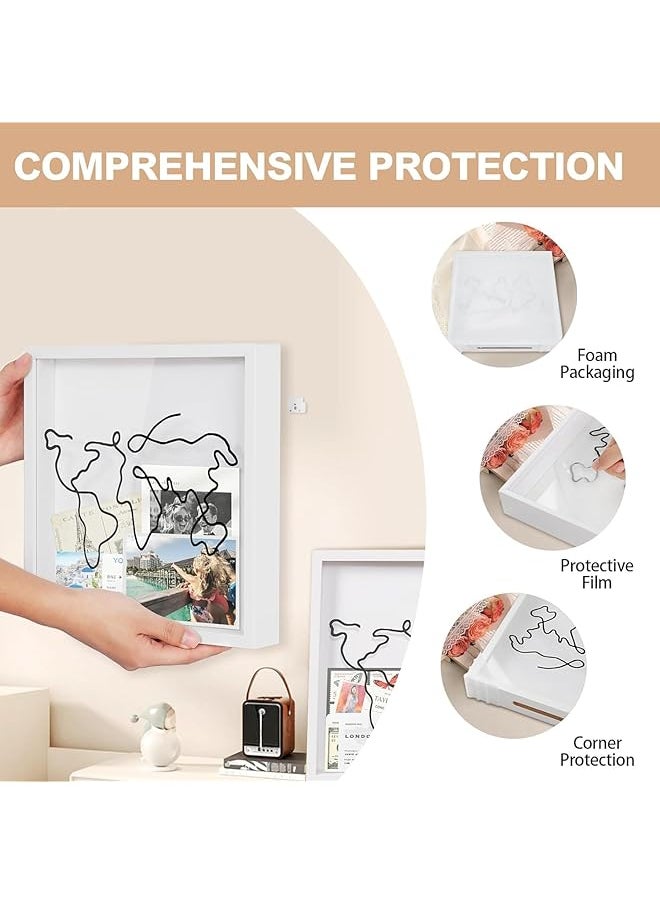 erorex - Adventure Archive Box For Memories 12X12 Travel Shadow Box With Slot Life In A Box Travel Frame Top Loading Shadow Box For Souvenir Keepsakes Travel Fund Money Box White - Image 1