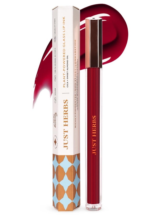 جاست هيربز أحمر شفاه لامع من جست هيربس، غني بخلاصة نبات السيكا، مقاوم للانتقال، يدوم طويلاً، مصنوع من مواد نباتية للنساء، 2 مل (لون التوت المثلج). - Image 1