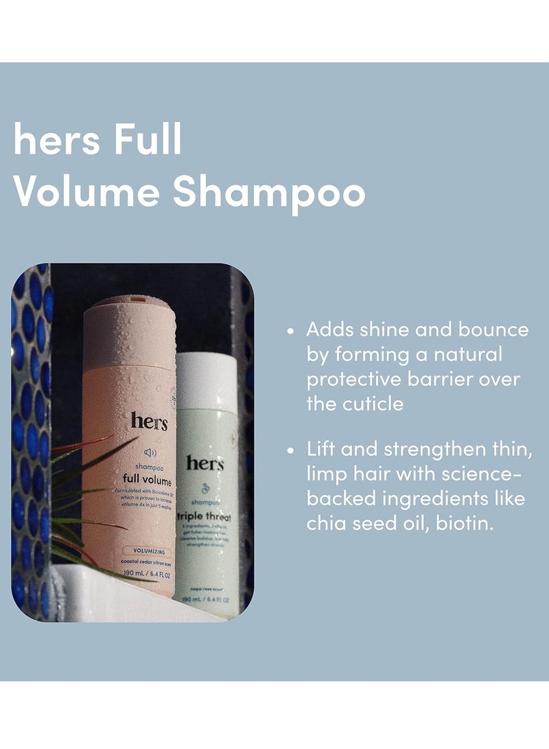Hers hers Full Volume Shampoo 2 Pack & 2% Topical Minoxidil Solution 2 Pack Bundle - Volumizing Shampoo for Women - Hair Loss Serum for Women - 4 Units Total - Image 2