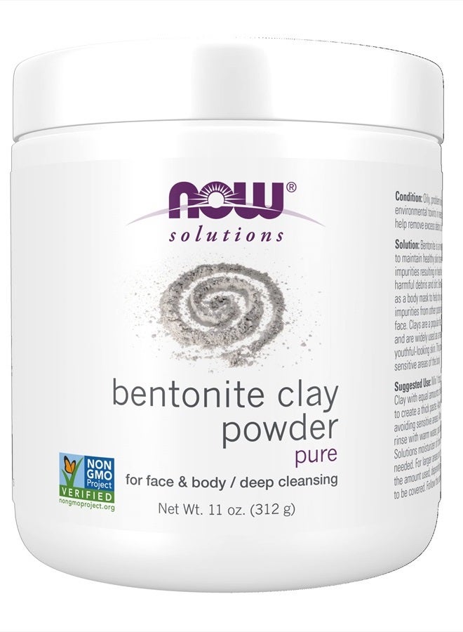 now Solutions, Bentonite Clay Powder, Pure Powder for Face and Body, Great for Oily Problem Skin, 11-Ounce - Image 1