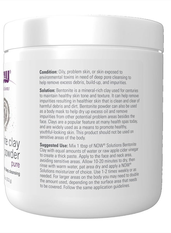 now Solutions, Bentonite Clay Powder, Pure Powder for Face and Body, Great for Oily Problem Skin, 11-Ounce - Image 2