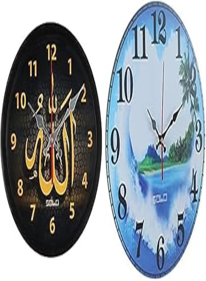 Solo Bundle of SOLO Wall Clock Black +Solo B868 Wooden Round Analog Wall Clock - 40 cm
