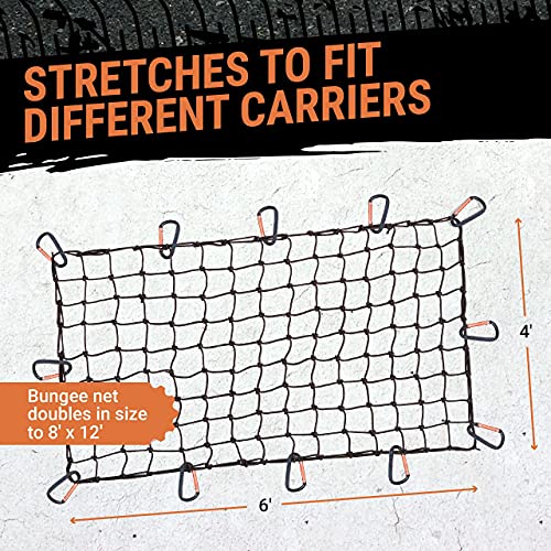Grit Performance Truck Bed Cargo Net – 4 x 6 Foot, Heavy-Duty Elastic Mesh with 12 Black Clips and Storage Bag for Pickup for Cargo Netting, Securing Loads in Trailers, SUVs & Roof Racks - Image 4
