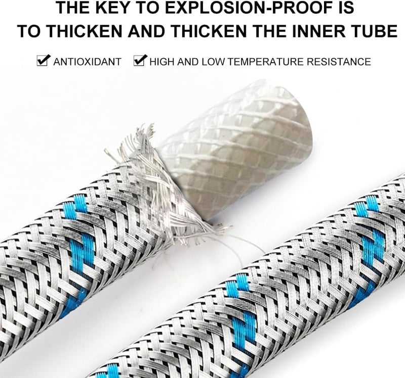 PLUMBINGMASTER 20FT Red and Blue Washer Hoses,2 Pack Stainless Steel Washing Machine Hoses with 90 Degree Elbows,Burst Proof Hot & Cold WaterConnection Inlet Washer Supply Lines - Image 4