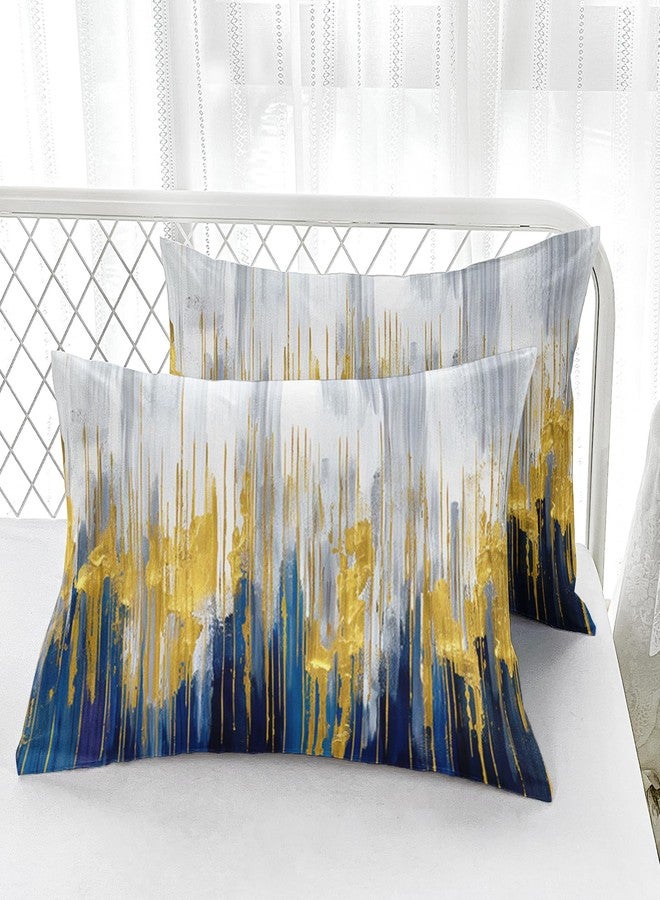 Nttopship Blue White Gold Gradient Color Print Comforter Set King Size,Abstract Art Bedding Set,Patchwork Printed Quilted Set for Teens Adult,with 1 Comforter and 2 Pillow Case - Image 3