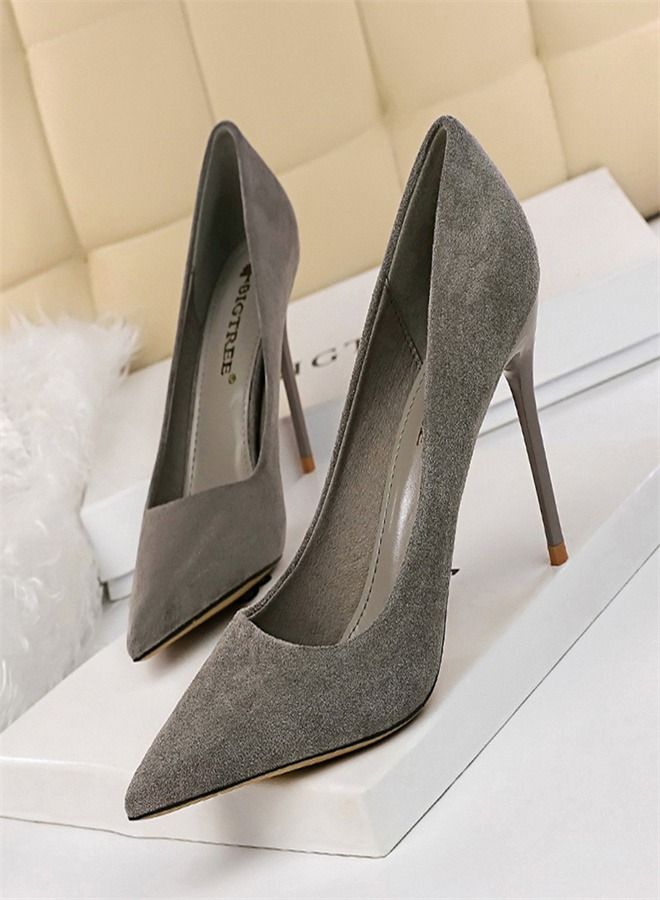 BIGTREE Fashion Pointed High Heels 9CM Grey