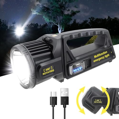 Glaceon 1000,000 Lumens Rechargeable Spotlight Flashlight with 9 Modes, 350° Rotate Head, IPX6 Waterproof - Outdoor Handheld Solar Flashlight for Emergencies-(New-re) - Image 1