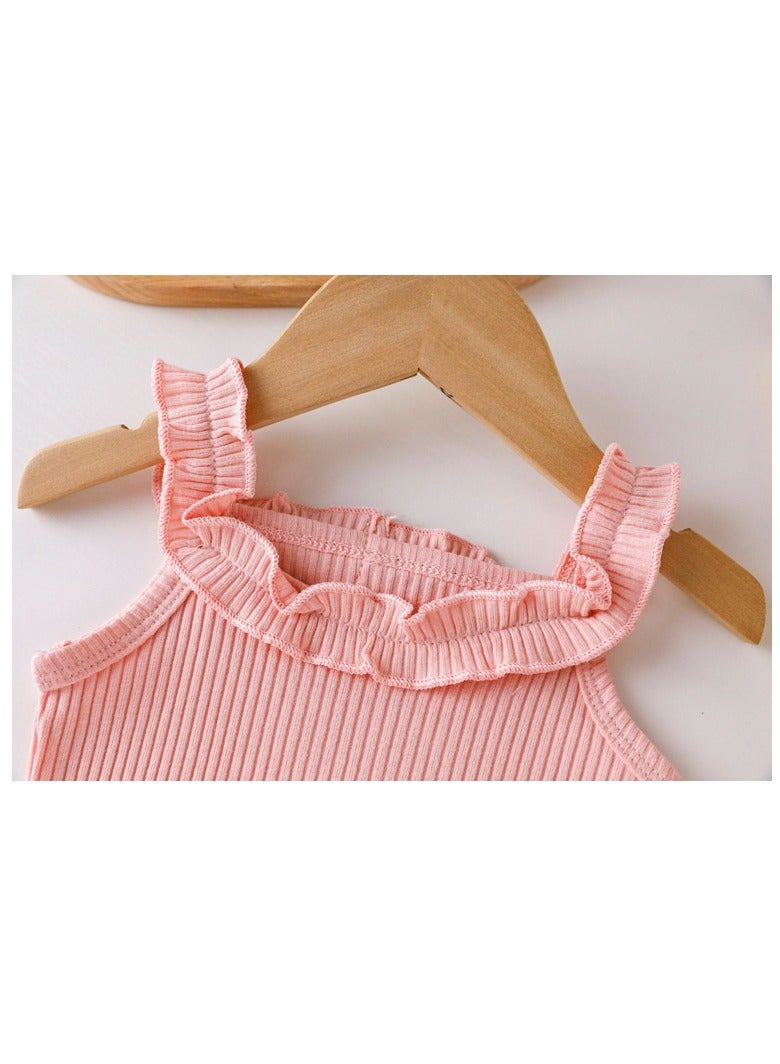 Baby Girls Ruffled Striped Top & Floral Print Skirt Set, Perfect for Summer Daily Wear, Playground, Streetwear, Suitable for Height 90-100cm - Image 3