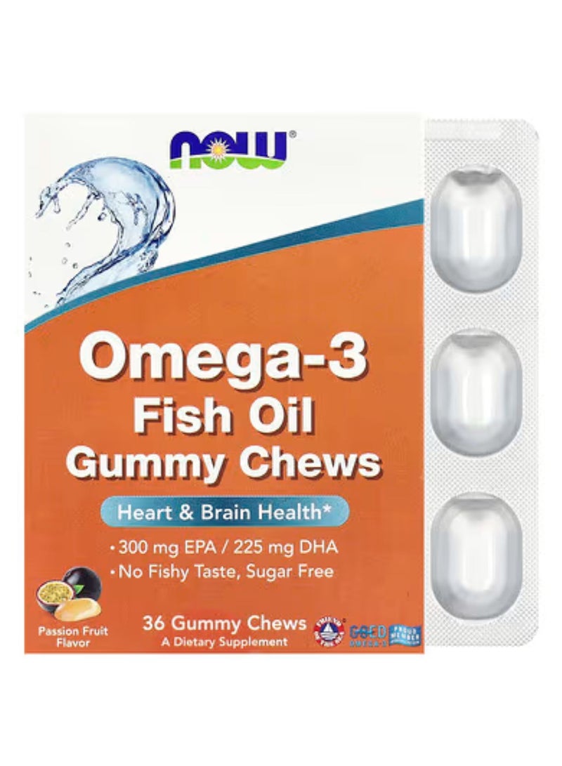 now Omega-3 Fish Oil Gummy Chews, Passion Fruit, 36 Gummy Chews - Image 1