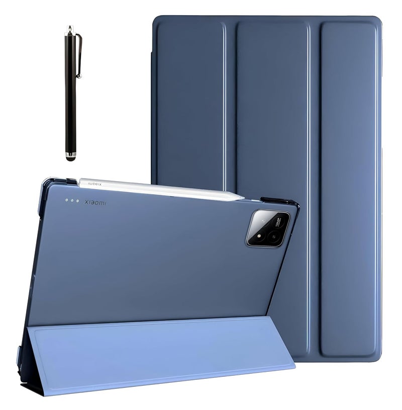 ProElite Cover for Xiaomi Mi Pad 7/7 Pro 11.2 inch Case Cover, Flip Case Cover for Xiaomi Mi Pad 7/7 pro 11.2 inch. with Transparent Back & Stylus Pen [Auto Sleep Wake Support], Dark Blue - Image 1