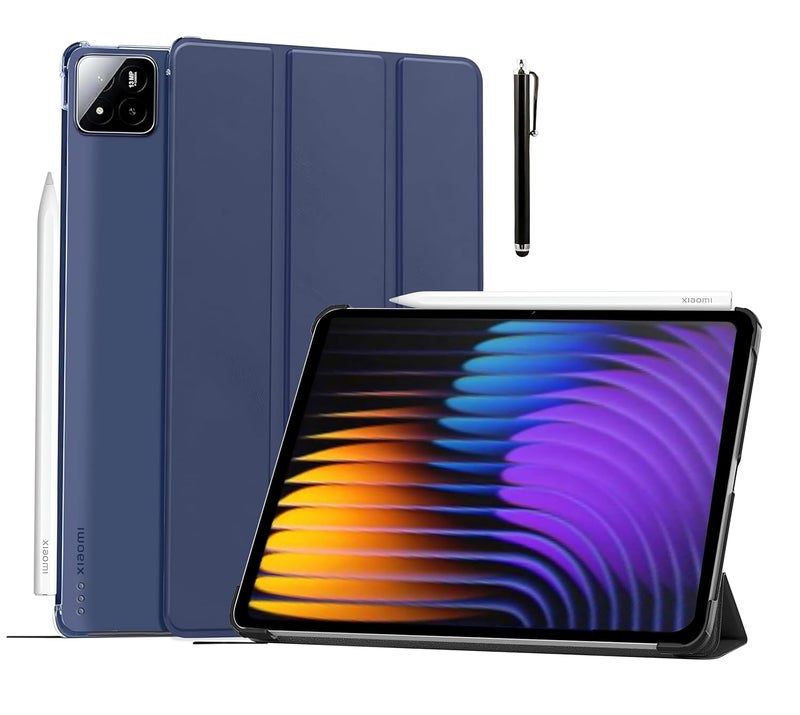 ProElite Cover for Xiaomi Mi Pad 7/7 Pro 11.2 inch Case Cover, Flip Case Cover for Xiaomi Mi Pad 7/7 pro 11.2 inch. with Transparent Back & Stylus Pen [Auto Sleep Wake Support], Dark Blue - Image 2