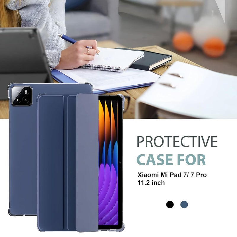 ProElite Cover for Xiaomi Mi Pad 7/7 Pro 11.2 inch Case Cover, Flip Case Cover for Xiaomi Mi Pad 7/7 pro 11.2 inch. with Transparent Back & Stylus Pen [Auto Sleep Wake Support], Dark Blue - Image 3