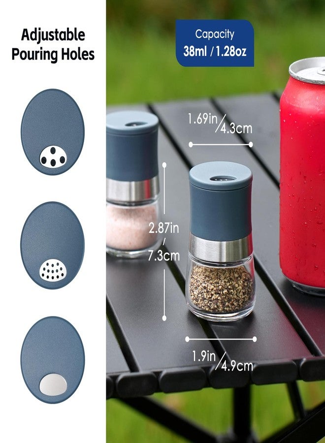 Vzaahu Salt and Pepper Shakers 2 Set Blue1.28oz, Mini Spice Dispenser with Adjustable Pour Holes, Perfect for Table, Kitchen, Travel - Image 2