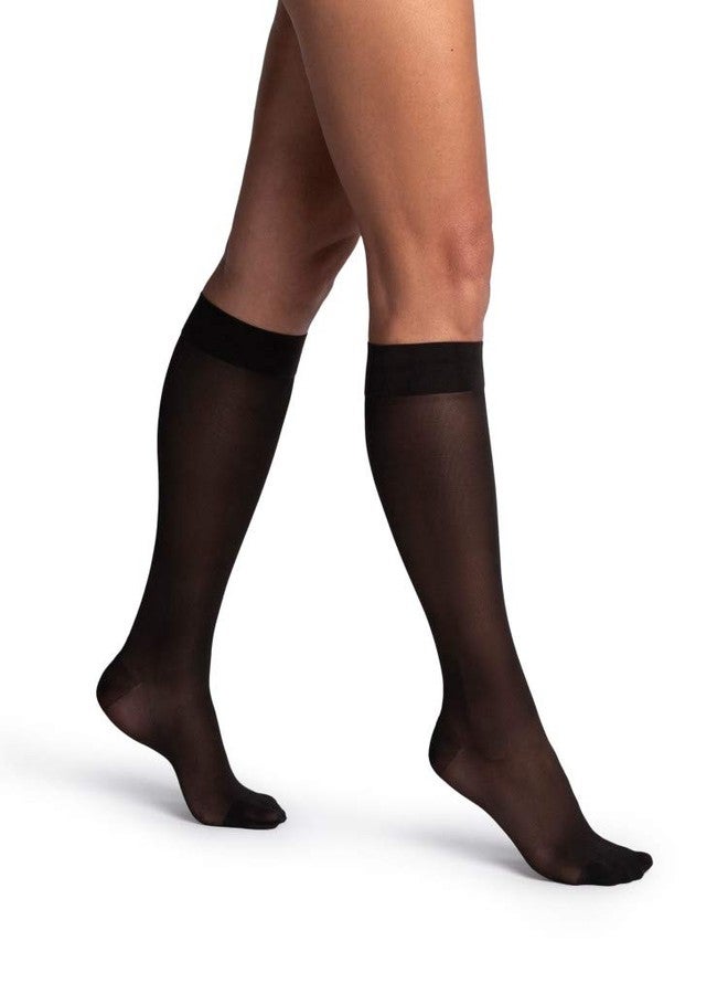 SIGVARIS Women's DYNAVEN Sheer Calf Compression Socks, 20-30mmHg, SS - Small Short, Black - Image 2