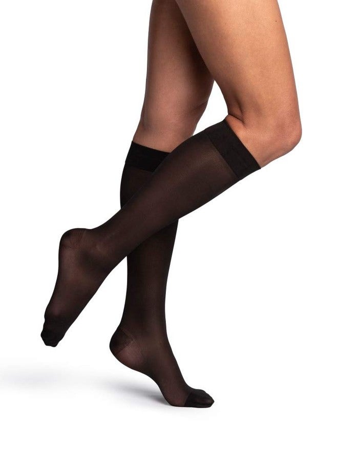 SIGVARIS Women's DYNAVEN Sheer Calf Compression Socks, 20-30mmHg, SS - Small Short, Black - Image 1
