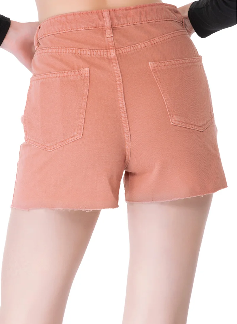 London Rag Orange Raw Hem Denim Shorts