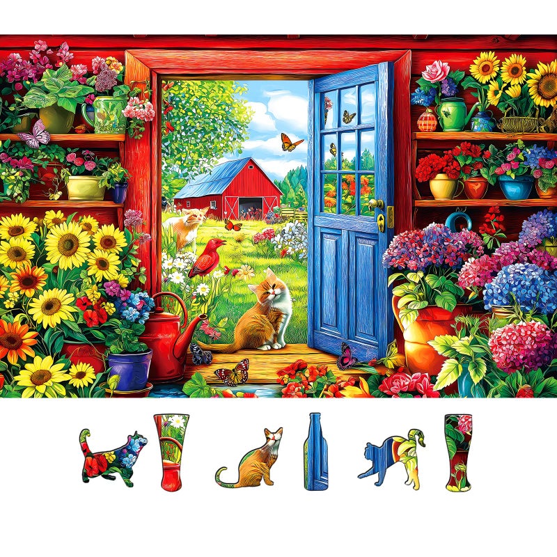 MINIWAN 500 Pieces Puzzle for Adults Flowers House Puzzle Recycled Cardboard Jigsaw Puzzles 500 Pieces Challenging Game Home Decor Birthday Party Gift Toy 23 x 15 inch - Image 3