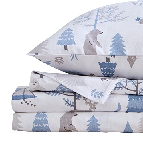 Market & Place 100% Turkish Cotton Flannel Sheet Set | 4 Piece Deep Pocket Novelty Cozy Winter Bed Sheets | Double Brushed for Extra Softness & Comfort | Alpine Collection (King, Winter Wildlife) - Image 4