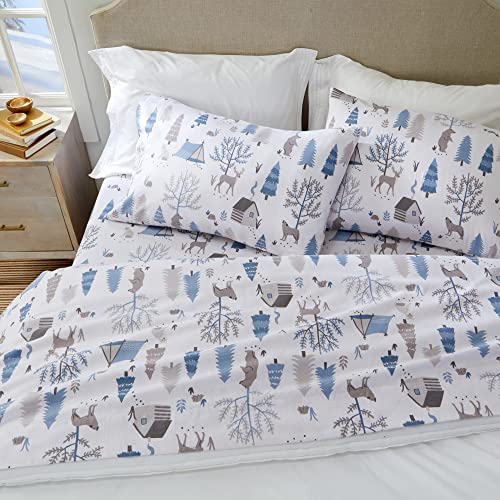 Market & Place 100% Turkish Cotton Flannel Sheet Set | 4 Piece Deep Pocket Novelty Cozy Winter Bed Sheets | Double Brushed for Extra Softness & Comfort | Alpine Collection (King, Winter Wildlife) - Image 2