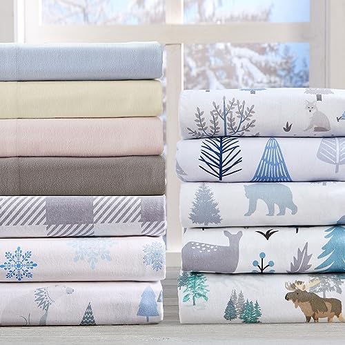 Market & Place 100% Turkish Cotton Flannel Sheet Set | 4 Piece Deep Pocket Novelty Cozy Winter Bed Sheets | Double Brushed for Extra Softness & Comfort | Alpine Collection (King, Winter Wildlife) - Image 5