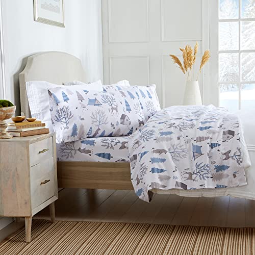 Market & Place 100% Turkish Cotton Flannel Sheet Set | 4 Piece Deep Pocket Novelty Cozy Winter Bed Sheets | Double Brushed for Extra Softness & Comfort | Alpine Collection (King, Winter Wildlife) - Image 3