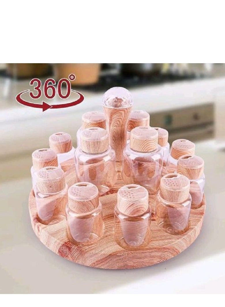 طقم توابل دوّار 15×1 بتصميم أنيق وعملي. يشمل 15 عبوة شفافة مع قاعدة تدور 360° لسهولة الوصول. يحافظ على نكهة التوابل وينظم مطبخك بأناقة. - Image 2