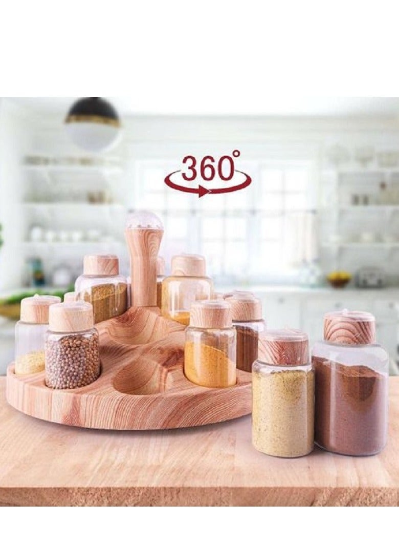 طقم توابل دوّار 15×1 بتصميم أنيق وعملي. يشمل 15 عبوة شفافة مع قاعدة تدور 360° لسهولة الوصول. يحافظ على نكهة التوابل وينظم مطبخك بأناقة. - Image 5