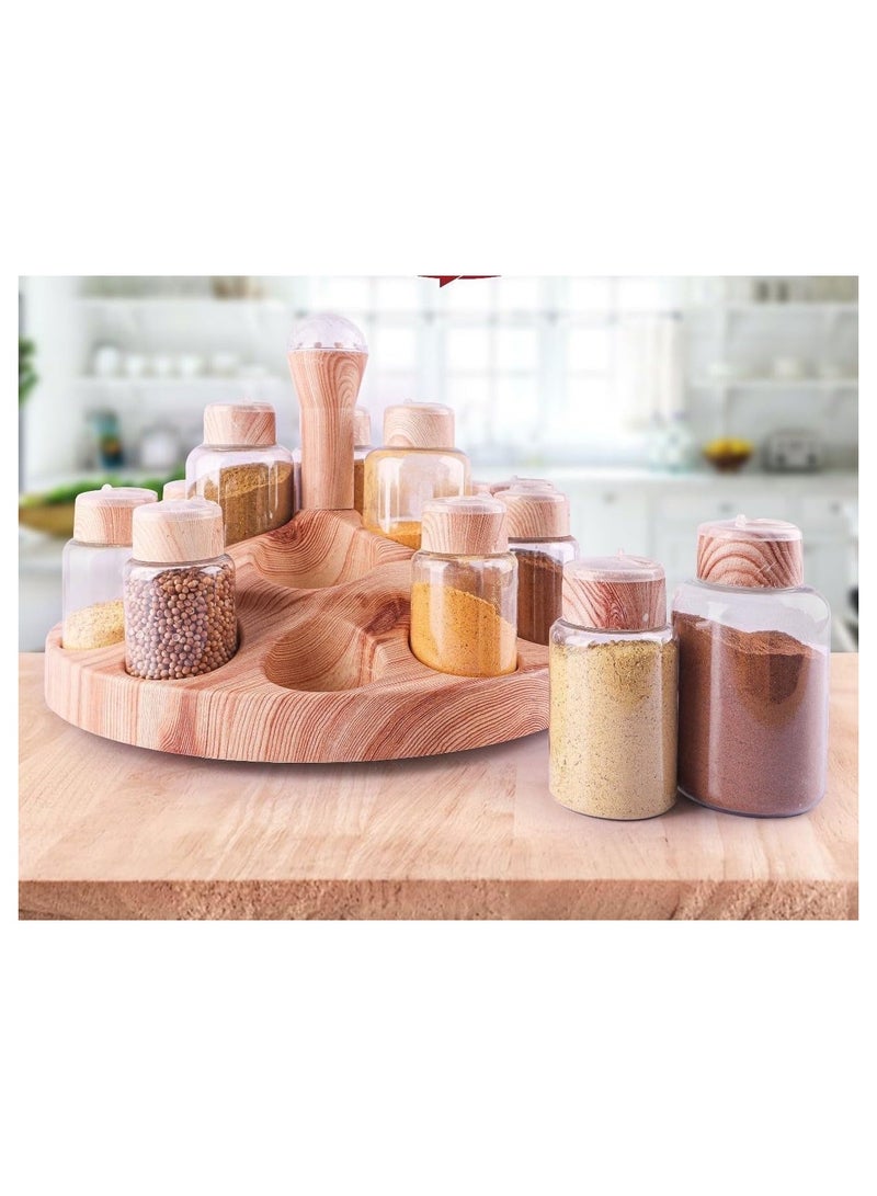 طقم توابل دوّار 15×1 بتصميم أنيق وعملي. يشمل 15 عبوة شفافة مع قاعدة تدور 360° لسهولة الوصول. يحافظ على نكهة التوابل وينظم مطبخك بأناقة. - Image 1