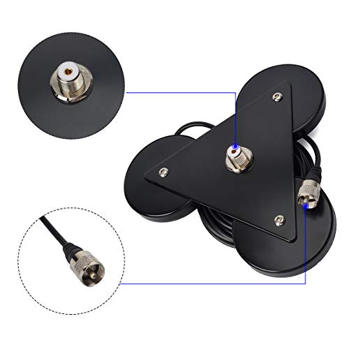 UAYESOK Heavy Duty Magnetic Antenna Mount 8.8inch, SO239 30KG Suction Triangle Vehicel Mobile Antenna Magnet Base W/5M(16.4ft) RG58 Coaxial Cable - Image 4