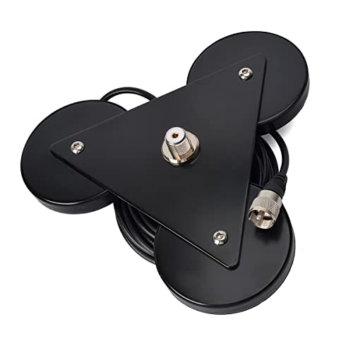 UAYESOK Heavy Duty Magnetic Antenna Mount 8.8inch, SO239 30KG Suction Triangle Vehicel Mobile Antenna Magnet Base W/5M(16.4ft) RG58 Coaxial Cable - Image 1