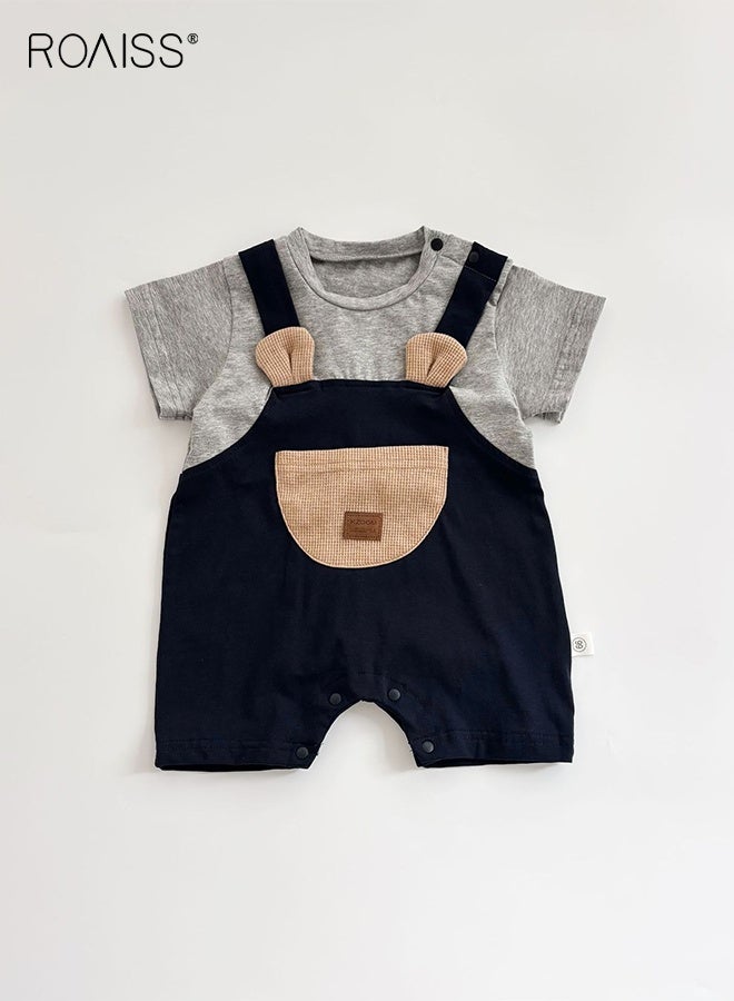 roaiss Baby Boys Romper, Short Sleeve Baby Jumpsuit with Snap Closure, Cozy One-piece Bodysuit for Little Boys, Adorable Summer Clothes for Newborns - Image 1