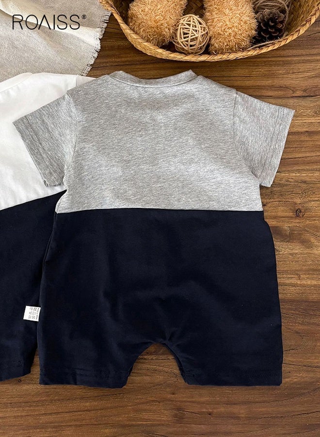 roaiss Baby Boys Romper, Short Sleeve Baby Jumpsuit with Snap Closure, Cozy One-piece Bodysuit for Little Boys, Adorable Summer Clothes for Newborns - Image 5