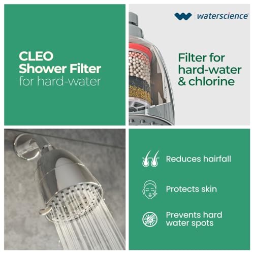 WaterScience CLEO Multi Flow Shower Filter for Bathroom | Hard Water Softener for Shower | Water Softener for Home | for Municipal/Chlorine Water - CLEO-SFM-419 - Image 2