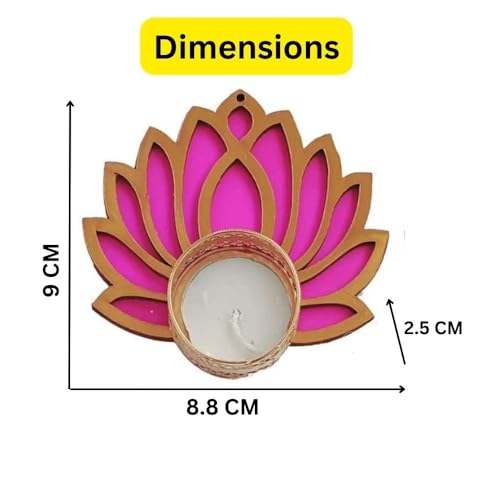 CraftVatika Handmade Lotus Tealight Candle Holder Set of 4 for Diwali Home Navratra Onam Decoration Diwali Diya Tealight Candle Holder (Including Tealight) (Golden, 8.8 CM Length) (Set of 4) - Image 3