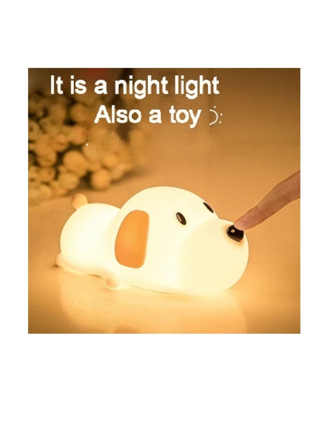 DaiDai Dog Silicone Night Light | Cute Puppy LED USB Rechargeable Bedside Lamp | 15H Long-Lasting Nursery Gift - Image 1