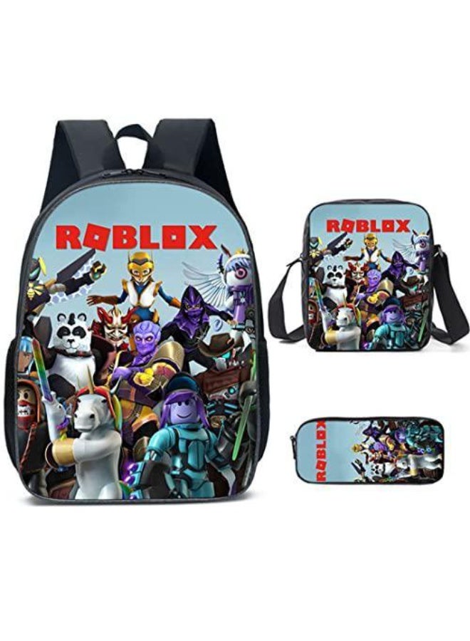 روبلوكس حقيبة ظهر روبلوكس كرتونية كبيرة للأطفال حقيبة مدرسية للأولاد والبنات