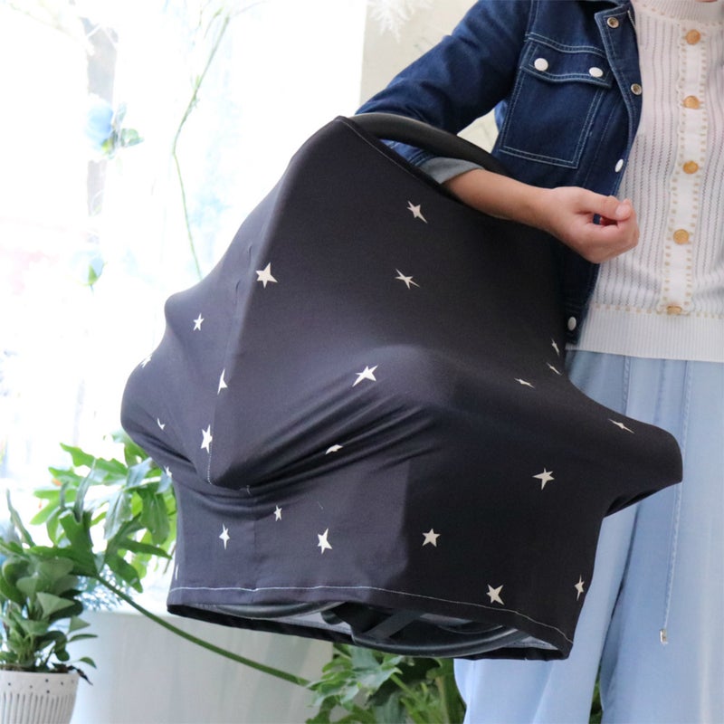 Baby Car Seat Cover Star Sky Pattern Infant Stroller Cover Multifunctional Care Towel Nursing Cover Scarf - Image 2