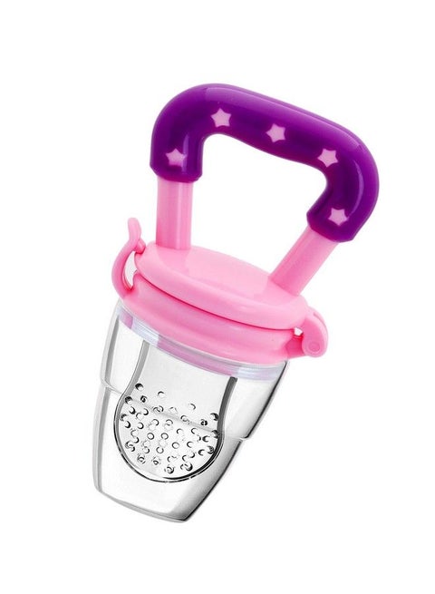 Fruit Food Feeder Pacifier Nibbler With Silicon Mesh In Box Packing (Pink Pack Of 1)