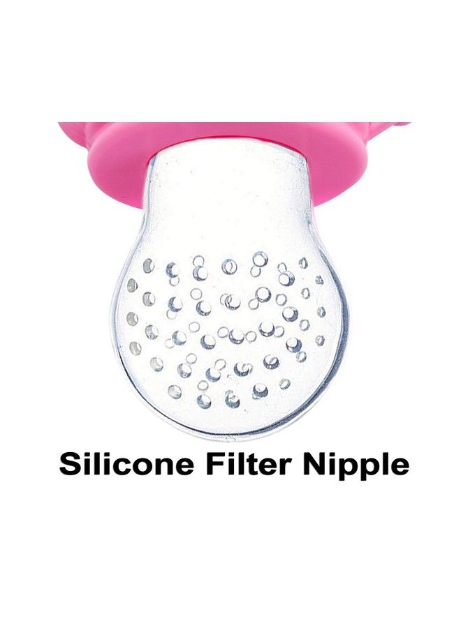 Fruit Food Feeder Pacifier Nibbler With Silicon Mesh In Box Packing (Pink Pack Of 1)